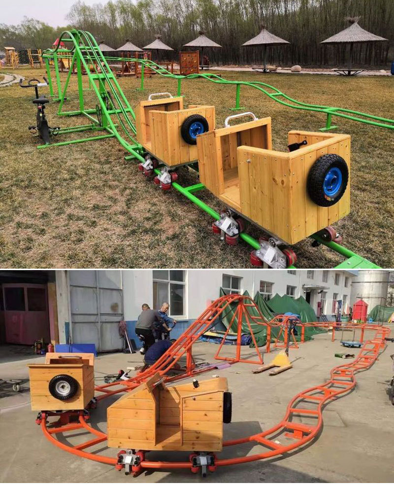 网红坑爹过山车脚踩轨道小火车脚蹬过山车景区公园网红脚踏坑爹车