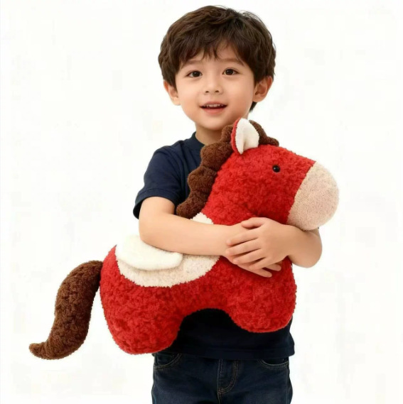 新年创意异形马年吉祥物抱枕毛绒玩具床上玩偶客厅春节装饰摆件