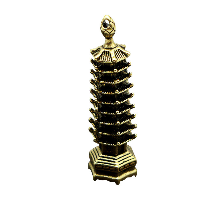 Pure Copper Brass Small Bronze Wenchang Tower Keychain Pendant Leifeng Pagoda Nine-Layer Pagoda Accessory Gift Wholesale