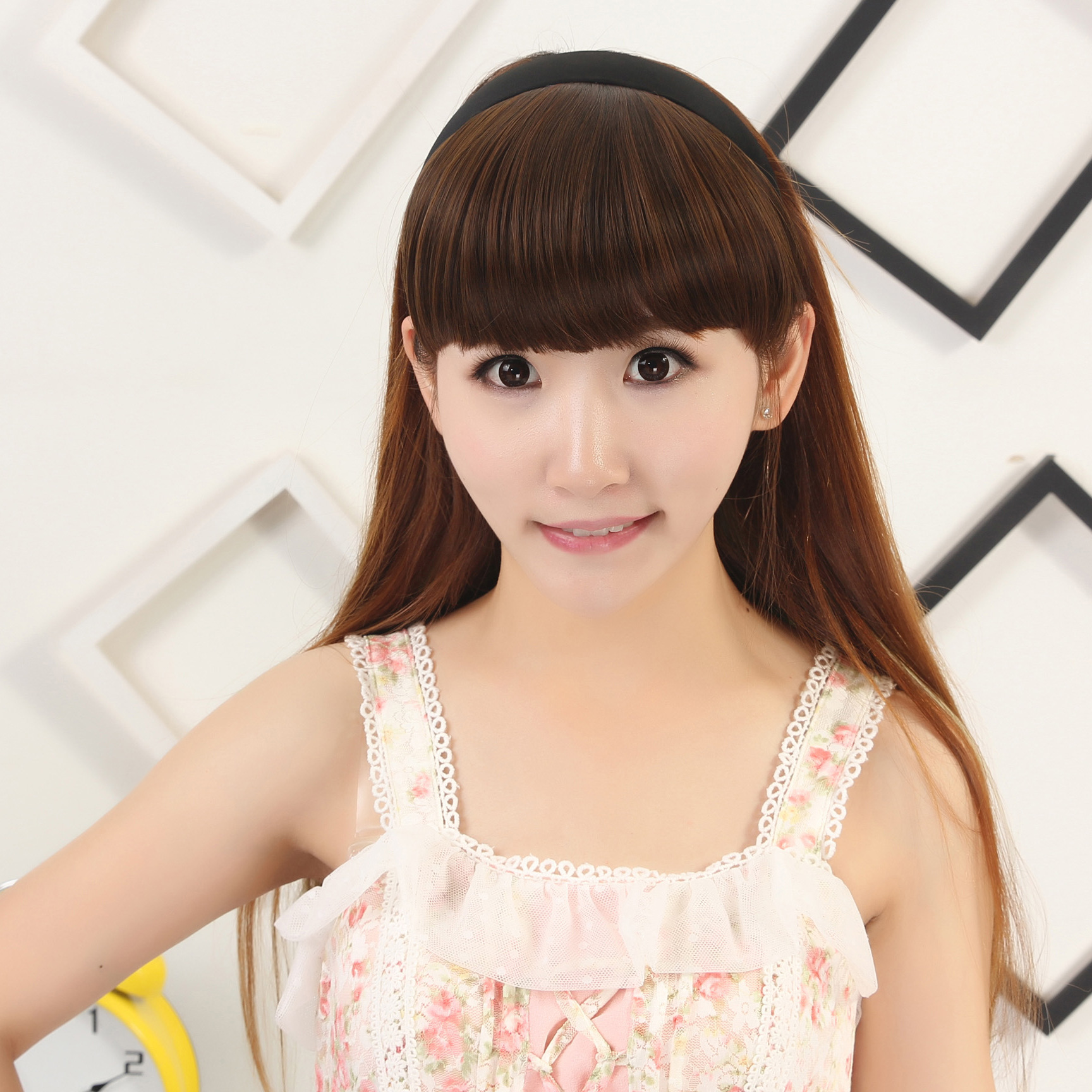 现货化纤发箍假刘海女 韩式齐刘海假发带黑色发箍 自然逼真假刘海