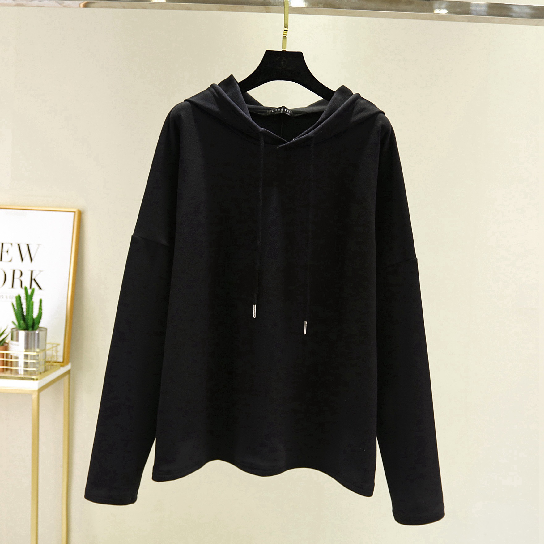 双面德绒秋冬加厚连帽卫衣女长袖打底衫韩版宽松大码保暖上衣外套