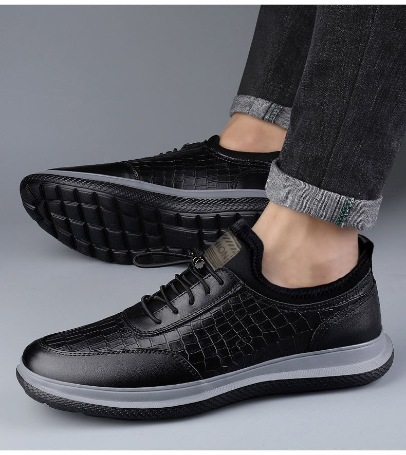 Men's Shoes 2023 Autumn New Soft Leather Sports Casual Shoes Portable All-Match Low-Top Trendy Shoes Casual Shoes