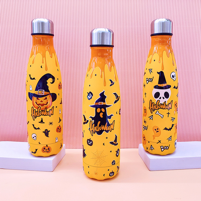 Factory Direct Sales Cross-Border 304 Stainless Steel Vacuum Cup Double-Layer Vacuum Straight Coke Bottle Shape Halloween Water Cup