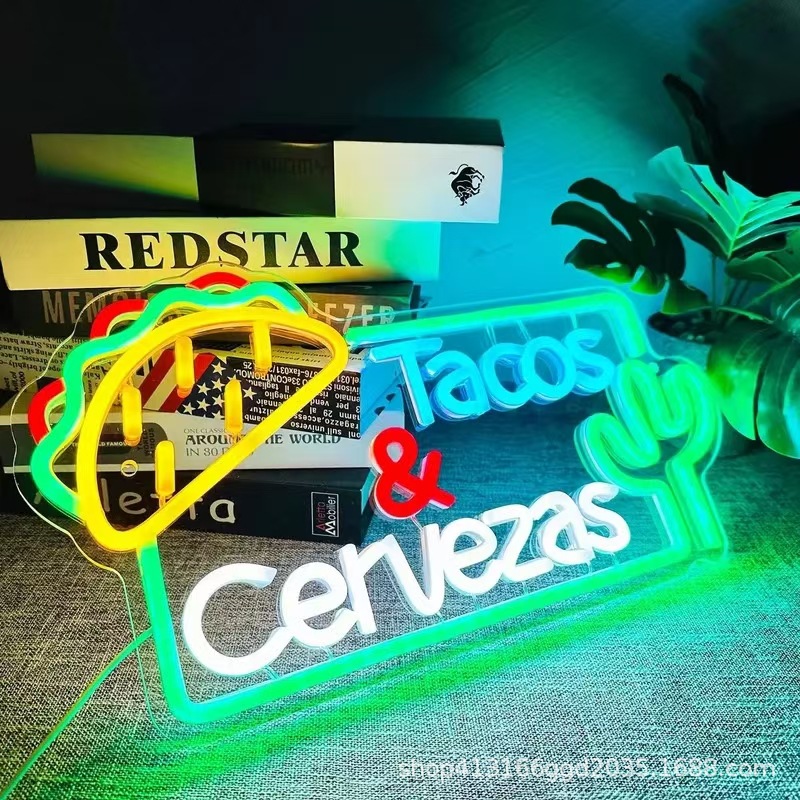 LED咖啡coffee霓虹灯圣诞节日装饰挂墙氛围灯造型灯彩灯酒吧布置