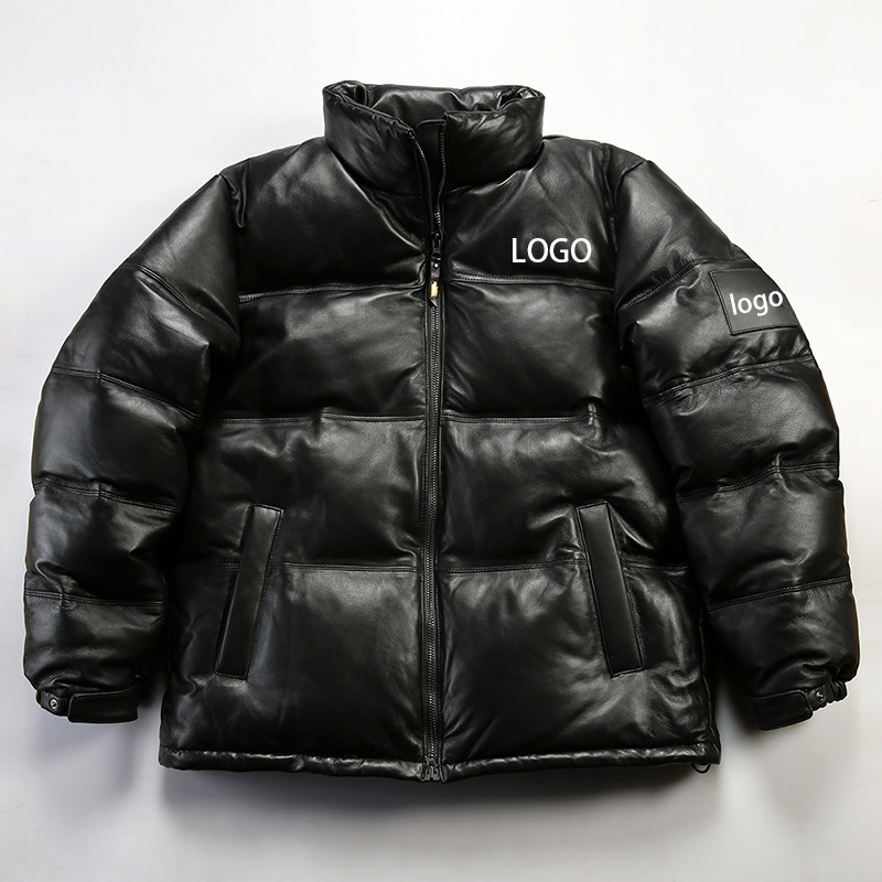 出口23冬男女情侣款南面进口绵羊皮羽绒服立领加厚真皮鹅绒服皮衣