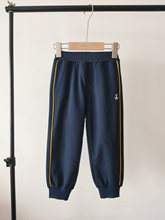 韩版童装国内专柜外贸尾单女童黄条条针织休闲运动裤TTTM234905A