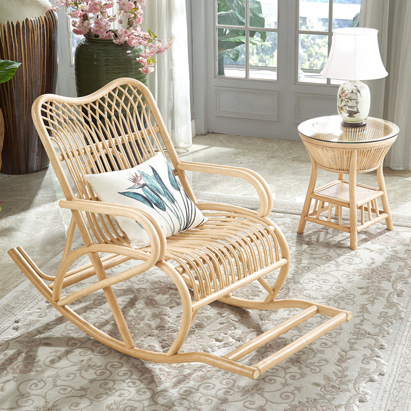 北欧休闲户外藤摇椅藤椅家用躺椅藤编阳台逍遥椅真藤摇摇椅大人
