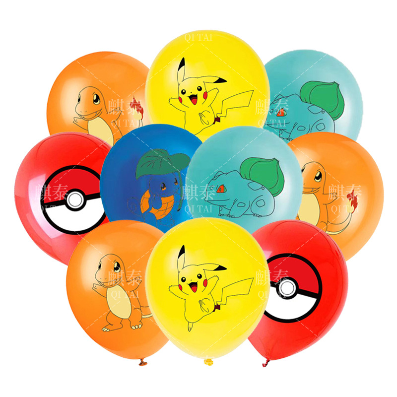 Pikachu Theme Balloon Set Birthday Party Decoration Balloon Pokémon 12-Inch Latex Pokemon Balloon