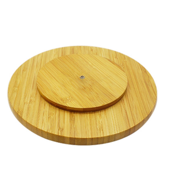 木质托盘桌面餐台物品转盘餐桌转盘带底座竹木转盘圆形旋转底座