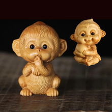 崖柏猴子Q版十二生肖猴手把件木质挂件文玩工艺品 可爱萌宠木雕