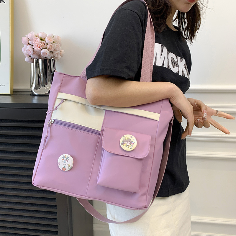 2023 New Fashion Tote Bag Student Korean Style Large Capacity Canvas Minimalism Portable College Student Commuter Shoulder Bag