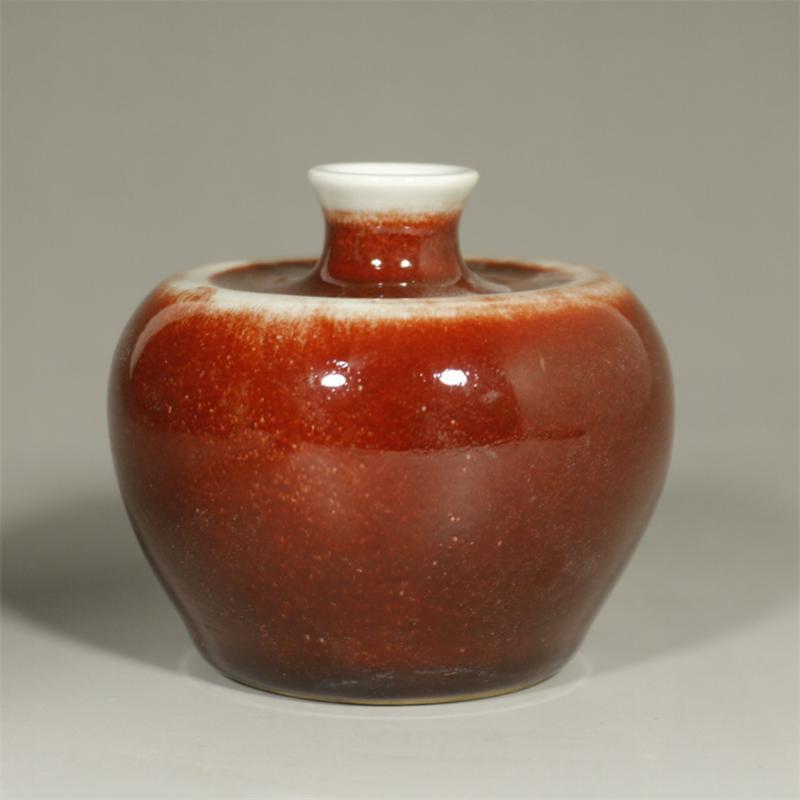 1972建国瓷厂祭红釉苹果尊笔洗古瓷旧货收藏老物件古玩瓷器库存瓷