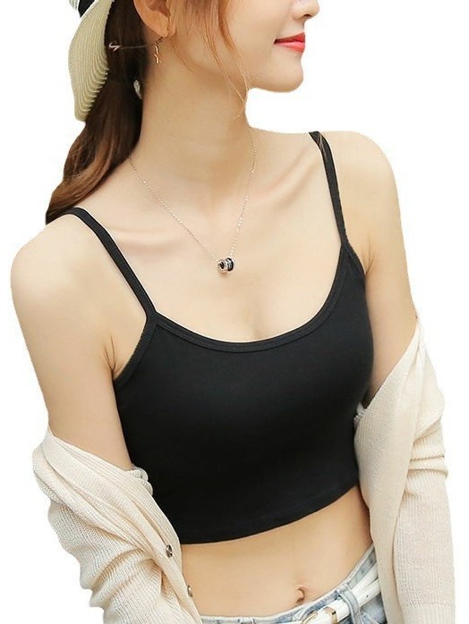 Camisole Women's Outer Wear Underwear Sleeveless Top All-Matching Sexy Navel Solid Color Wrapped Chest Camisole Female Student Inner Wear