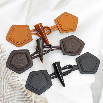 衣领皮对扣搭扣呢大衣皮纽扣风衣外套袖口收紧长皮带扣皮草袖子带