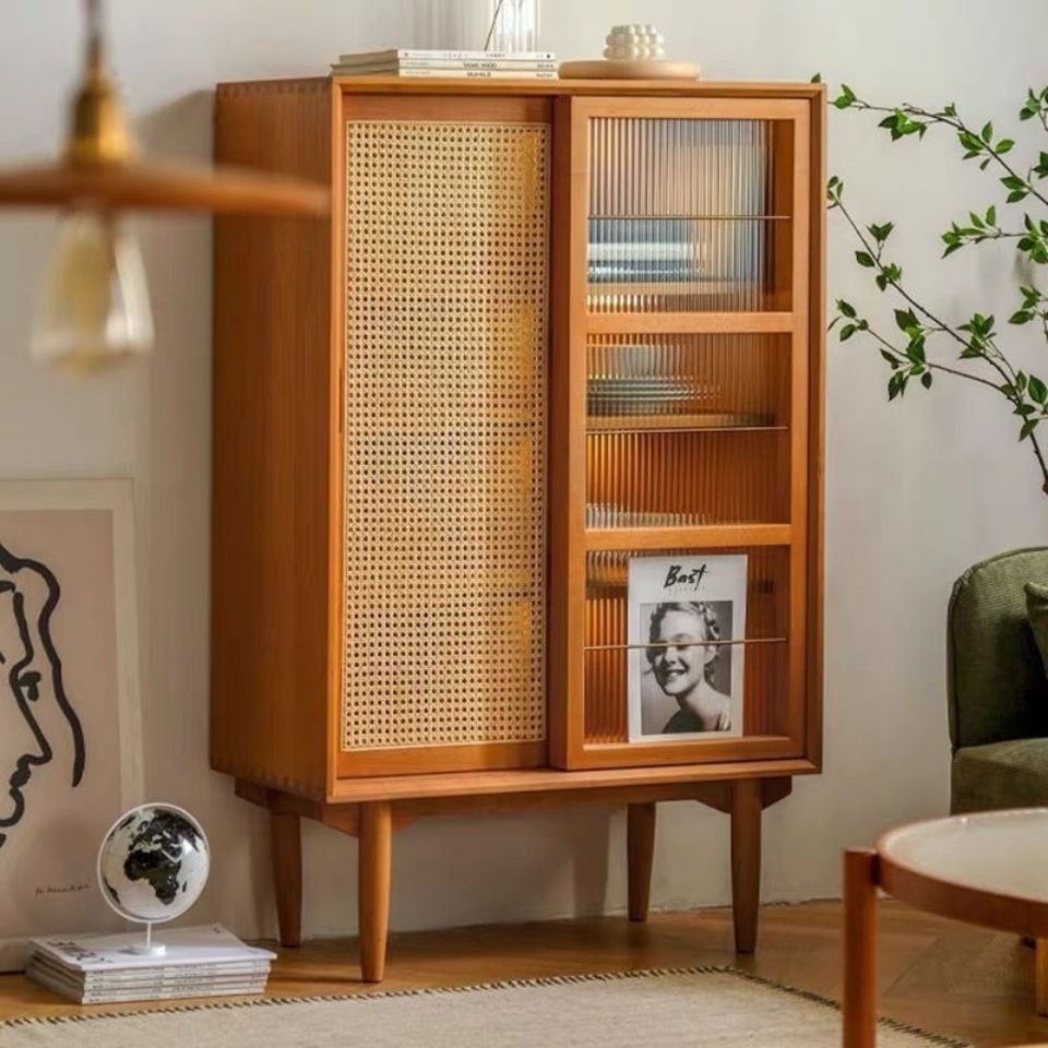 北欧现代实木书柜书架杂志柜收纳储物柜书柜带书架边柜-阿里巴巴