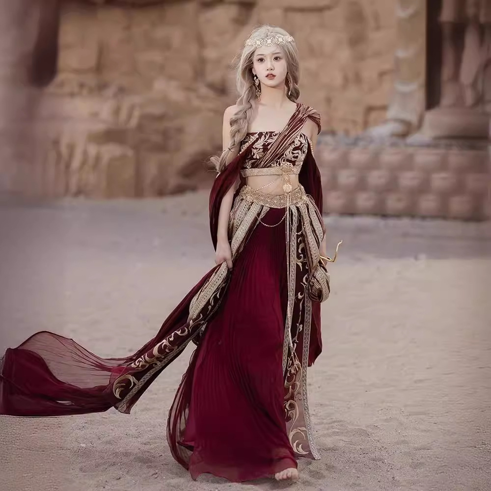 异域双色金麟2024原创异域系列刺绣敦煌飞天西域风旅拍服饰摄影裙