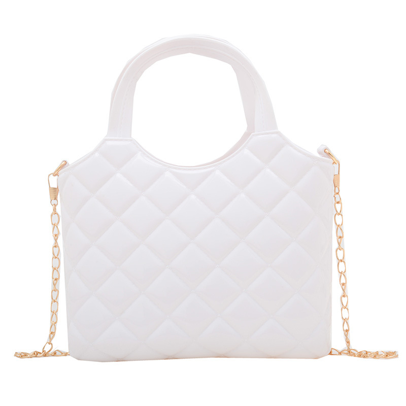 2024 Summer New Pvc Gel Bag Plastic Handle Mini Bag Cosmetic Bag Hand-Held Rhombus Basket Women's Bag