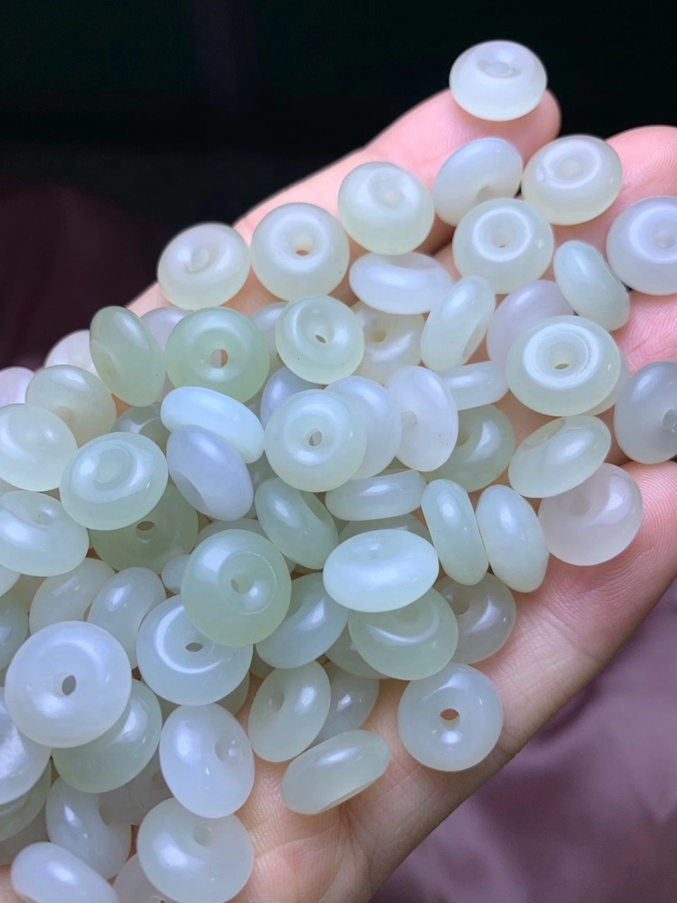 天然和田玉青海料晴水色平安扣小配件 料子细润 干净棉裂瑞源珠宝