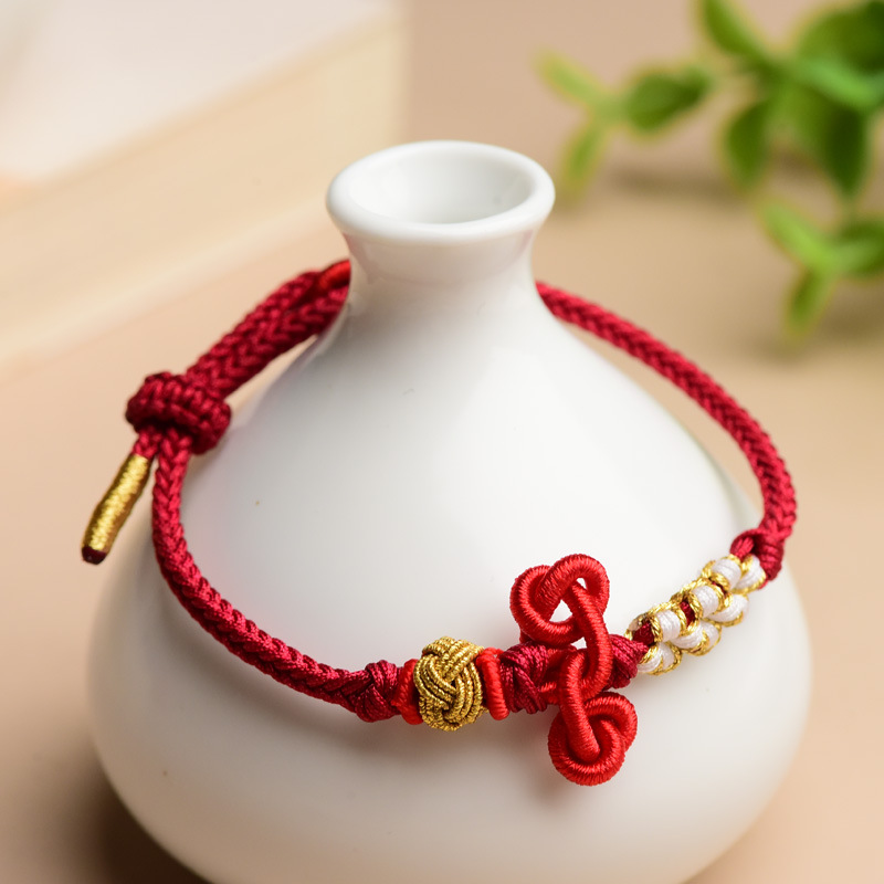 Wenchang Knot Landed Little Red Rope Men's and Women's Examination Postgraduate Entrance Examination Woven Good Luck Gift Bracelet Gift Hand Woven Hand Rope