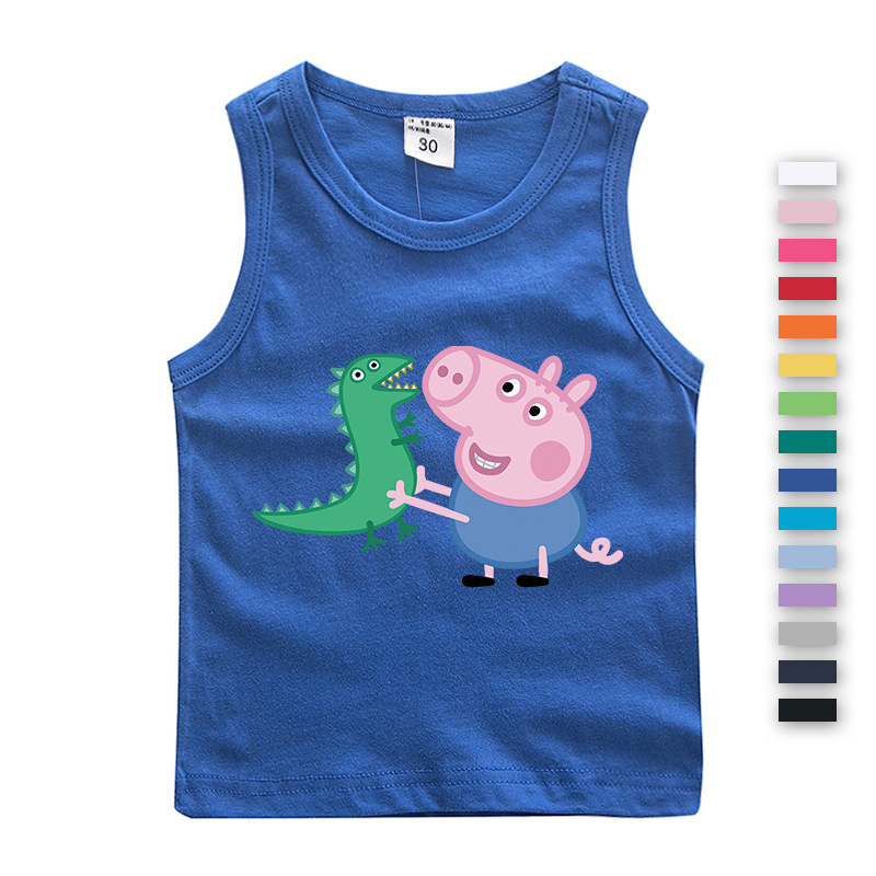 儿童薄款背心夏季新款小猪乔治衣服男童宝宝夏装无袖t恤中小童装