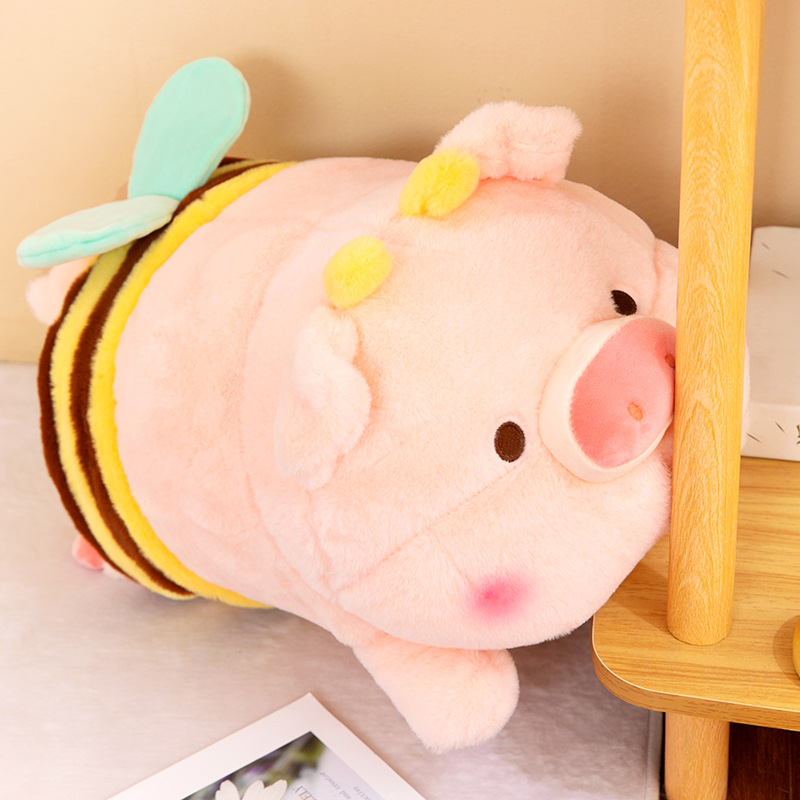 变身蜜蜂猪抱枕毛绒玩具趴款露露猪公仔10寸15寸玩偶抓机娃娃批发