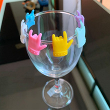 物叠生硅胶手指酒杯标记创意玻璃高脚杯识别器 派对杯子区分标志