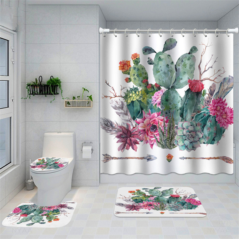 Come * Picture * Customized * Flower Toilet Mat Three-Piece Amazon Cross-Border Floor Mat Bathroom Door Mat Bathroom U-Shaped Mat