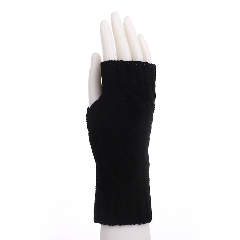 Men's Winter Korean-Style Fashionable Men's Half Finger Warm Fashionable Half Finger Open Finger Student Short Wool Fingerless Gloves