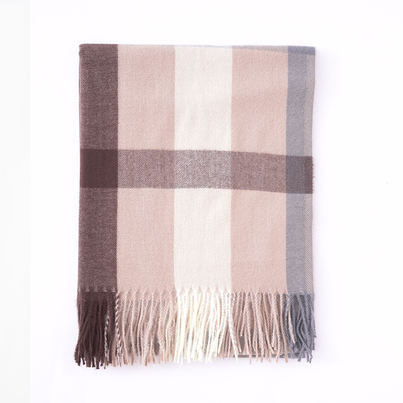 Women's Scarf Winter 2023 New Thickened Warm Cashmere Plaid Shawl Korean Style All-Matching Tassel Scarf Wholesale