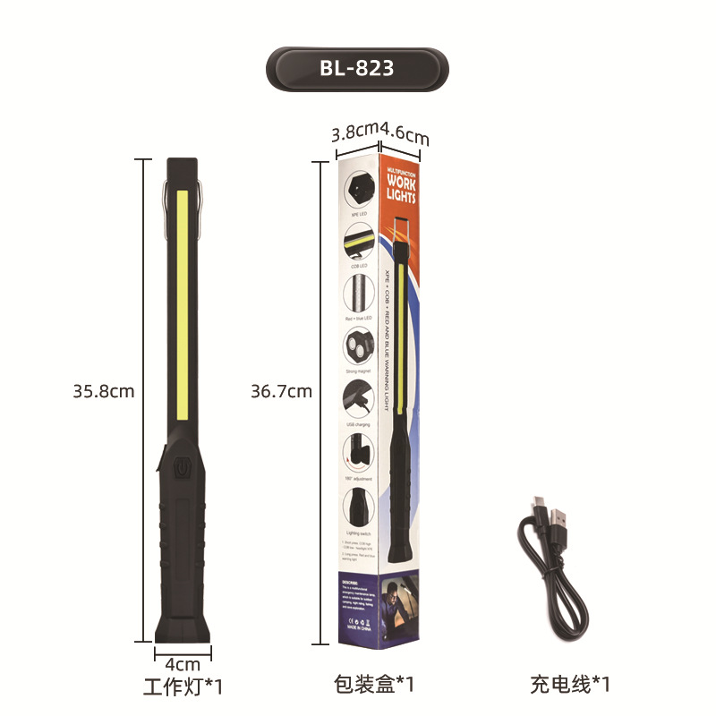 Cob Charging Long Work Lights Portable Dimmable LED Inspection Lamp Bottom with Magnet Emergency Lighting Lamp