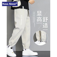 NASA联名卫裤男士春秋夏季潮牌工装束脚运动裤九分黑色休闲长裤子