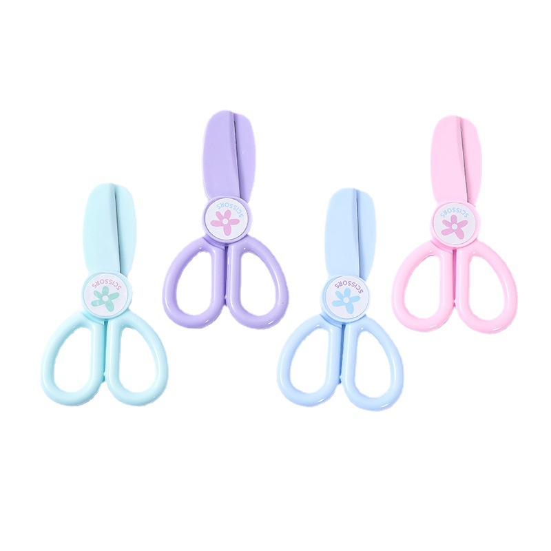 Kindergarten Small Size Labor-Saving Paper Cutting Scissors Children Manual Scissor Color round Head Plastic Safety Scissors