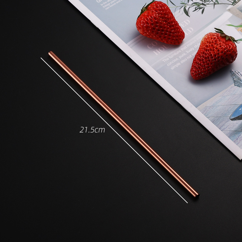 Amazon Cross-Border Hot Sale 304 Stainless Steel Straw Drinking Straw Set Coffee Color Elbow Metal Straw Wholesale