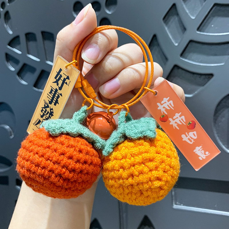 creative plush good things happen keychain cartoon persimmon couple cars and bags keychain pendant gift wholesale