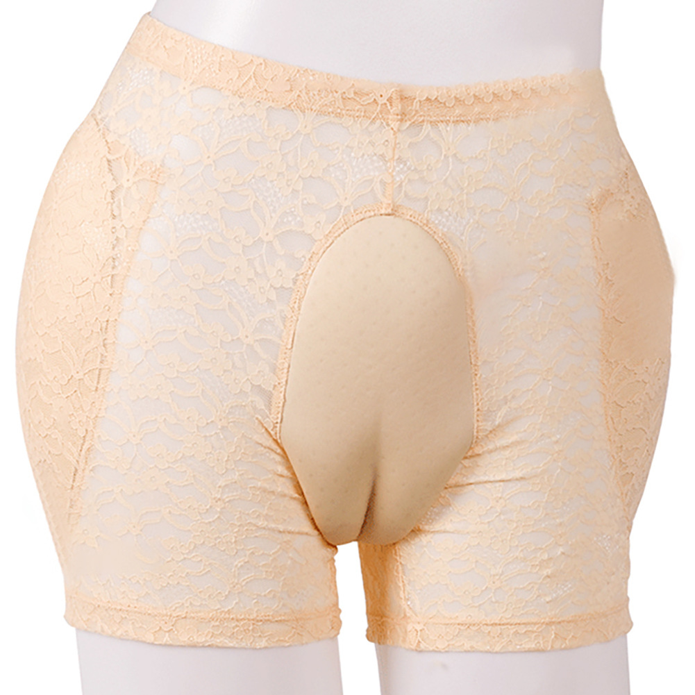 新款外贸伪娘内裤隐藏下体裤丰跨丰臀内裤变装男扮女装丰满蕾丝裤
