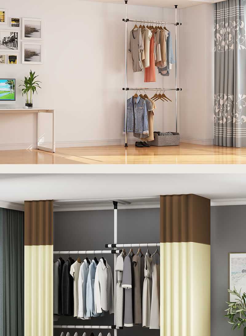 开放式衣柜晾衣架简易落地卧室组合置物组装开放挂衣帽架多功能批