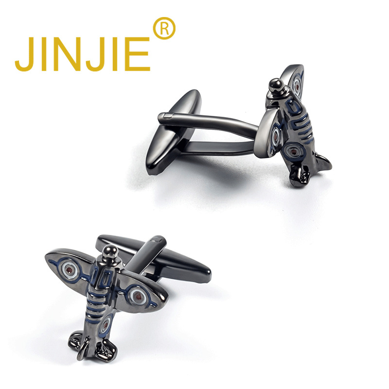 products in stock new high-end electroplating gun black retro aircraft metal cufflinks foreign trade men‘s french cufflinks wholesale