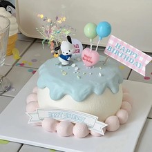 网红卡通帕恰狗烘焙蛋糕装饰摆件彩色气球插件儿童生日烘焙装扮