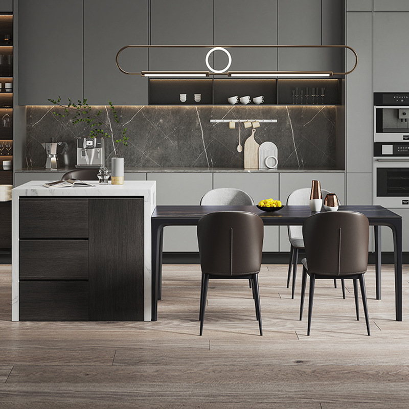 岩后岛台餐桌椅一体拉米娜设计北欧中岛台巴台家用餐岛台一体组合