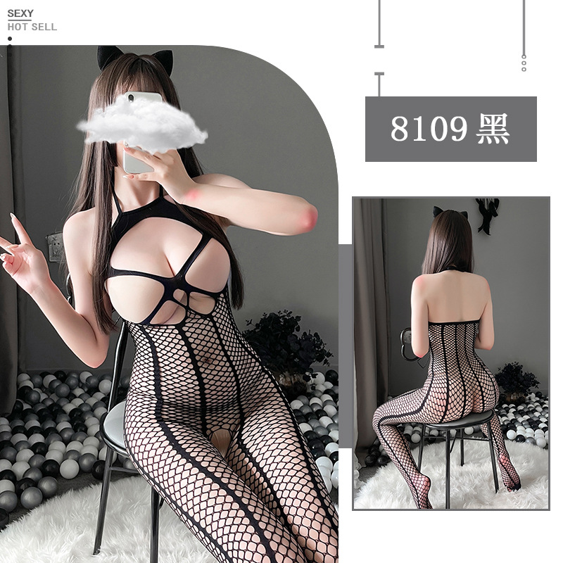 Fangyan Sexy Lingerie Women's Passion Temptation Tight Open Crotch Fishnet Clothes Free Transparent Three-Point Suit One Piece Dropshipping