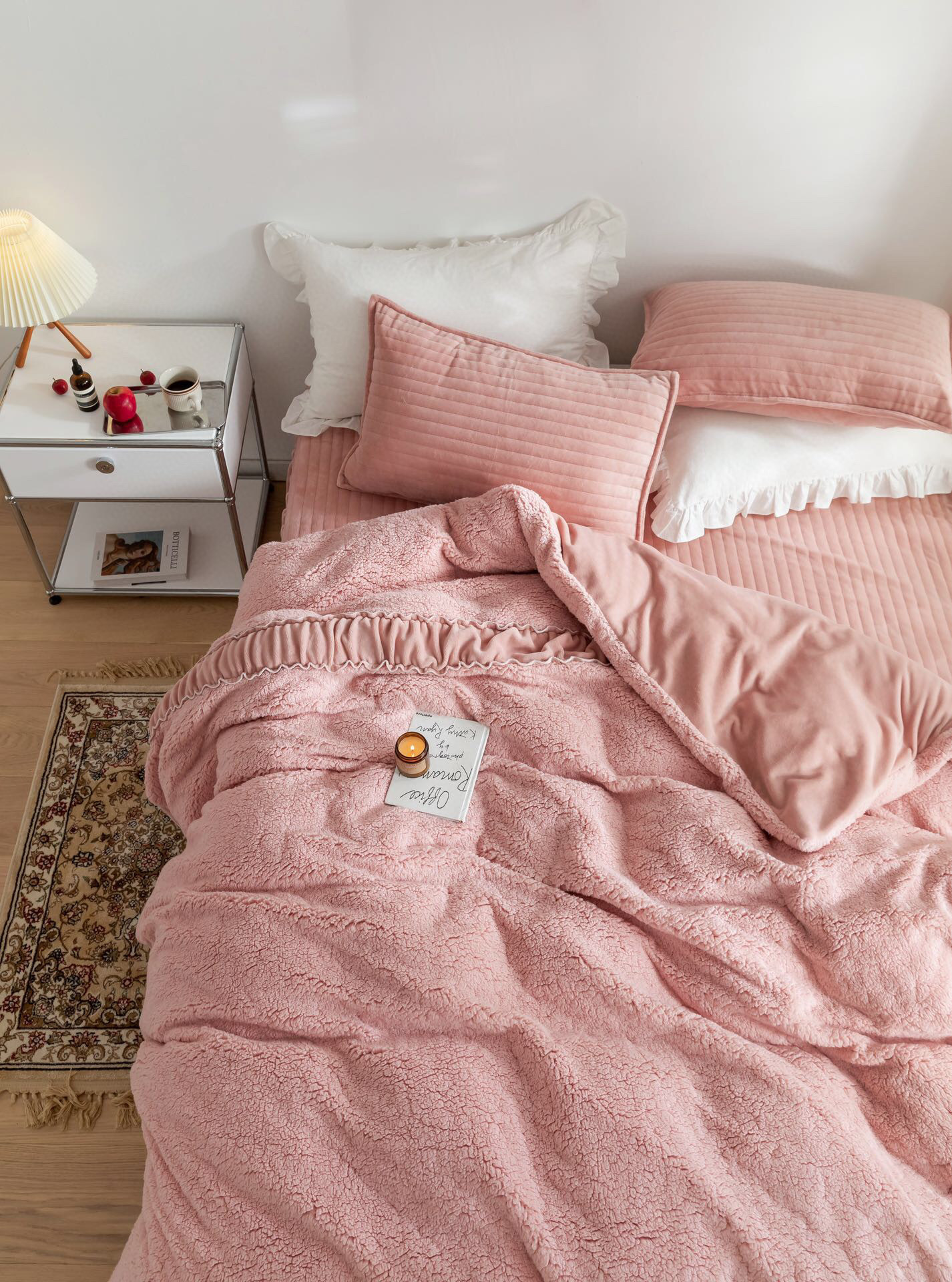 ins风韩系350g羊驼绒加厚保暖四件套 夹棉床裙款牛奶绒床品套件