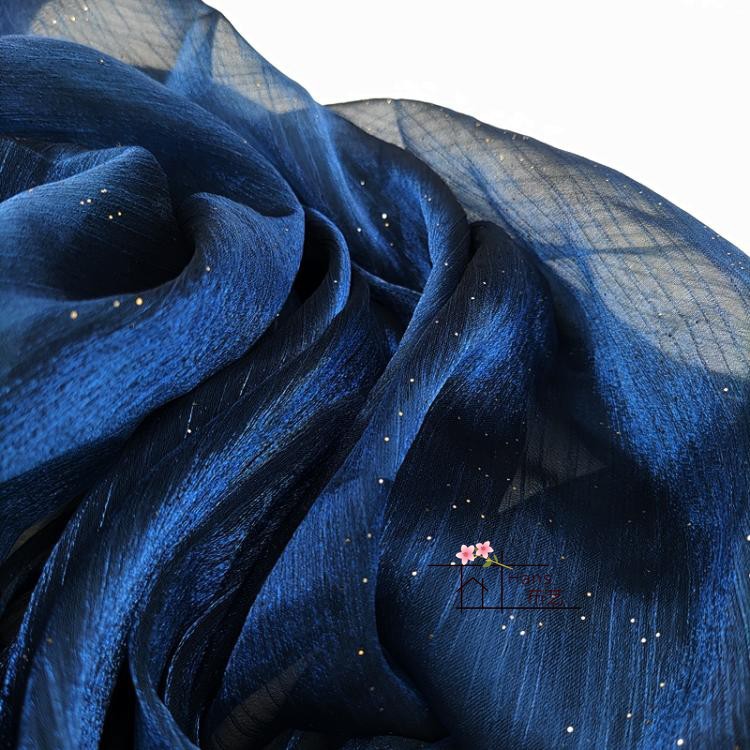 星空欧根纱 银河闪光冰花阳离子纱 童装公主裙lolita起皱细闪布料