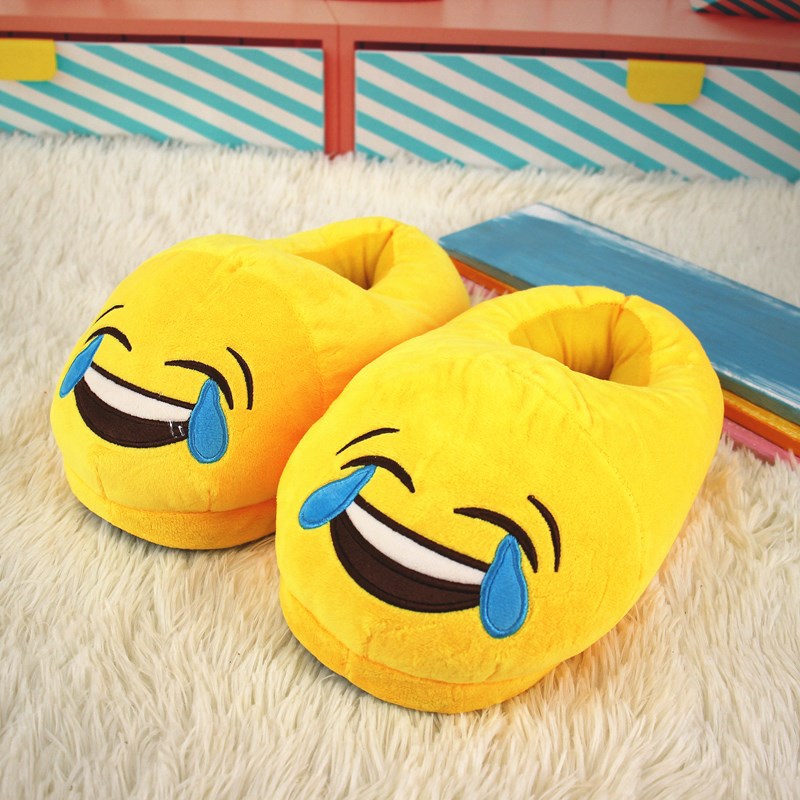 刻字搞怪emoji包根棉拖鞋居家卧室防滑表情托鞋个性保暖毛毛鞋diy