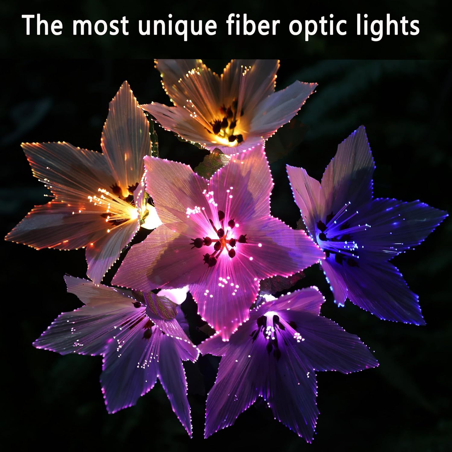 Cross-Border New Solar Fiber Flower Lawn Lamp Outdoor Decorative Lamp Courtyard Landscape Plug-in Lamp