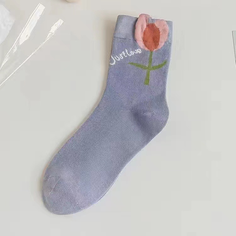 Cute Flowers Socks Women's Spring, Summer and Autumn Three-Dimensional Small Petals Tube Socks Sweet Style Long Socks Niche Personality College Socks