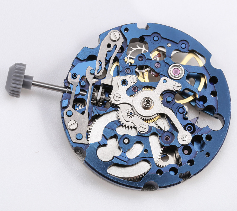 sanyin厂家直销 8n24机械机芯改装颜色 蓝色机芯手表配件个性定制
