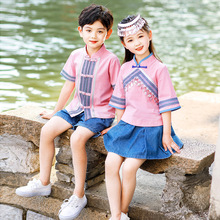 夏季儿童壮族演出服广西六一表演服装男女童少数民族服饰舞蹈服