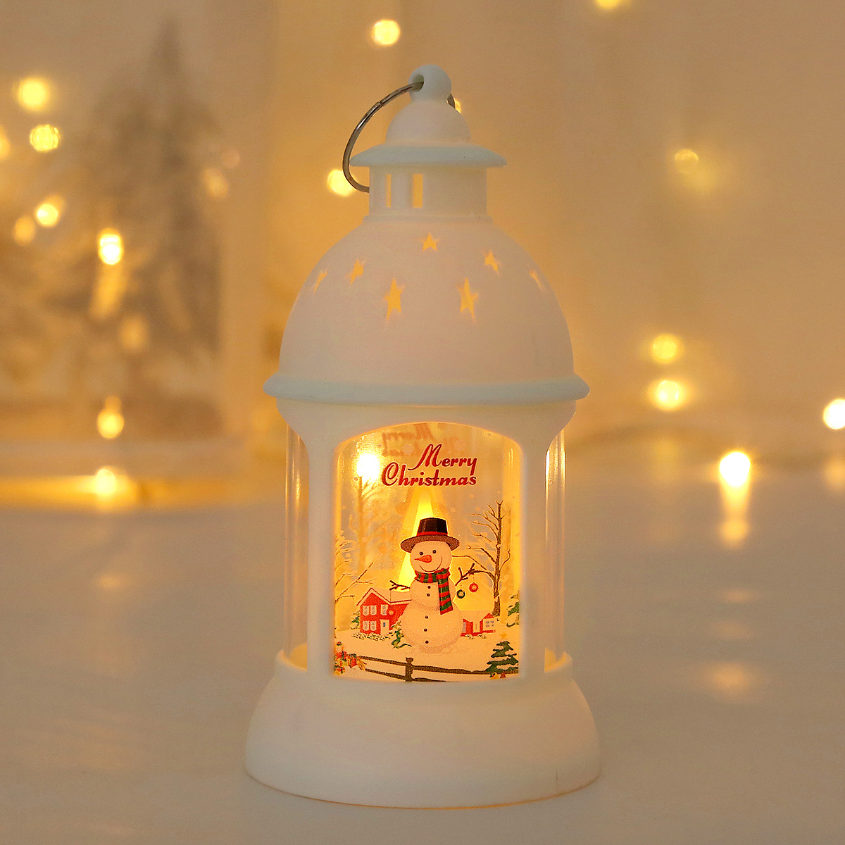 Christmas Decorations Candlestick Lamp Santa Snowman Storm Lantern Christmas Tree Pendant Small Night Lamp Cross-Border Gifts