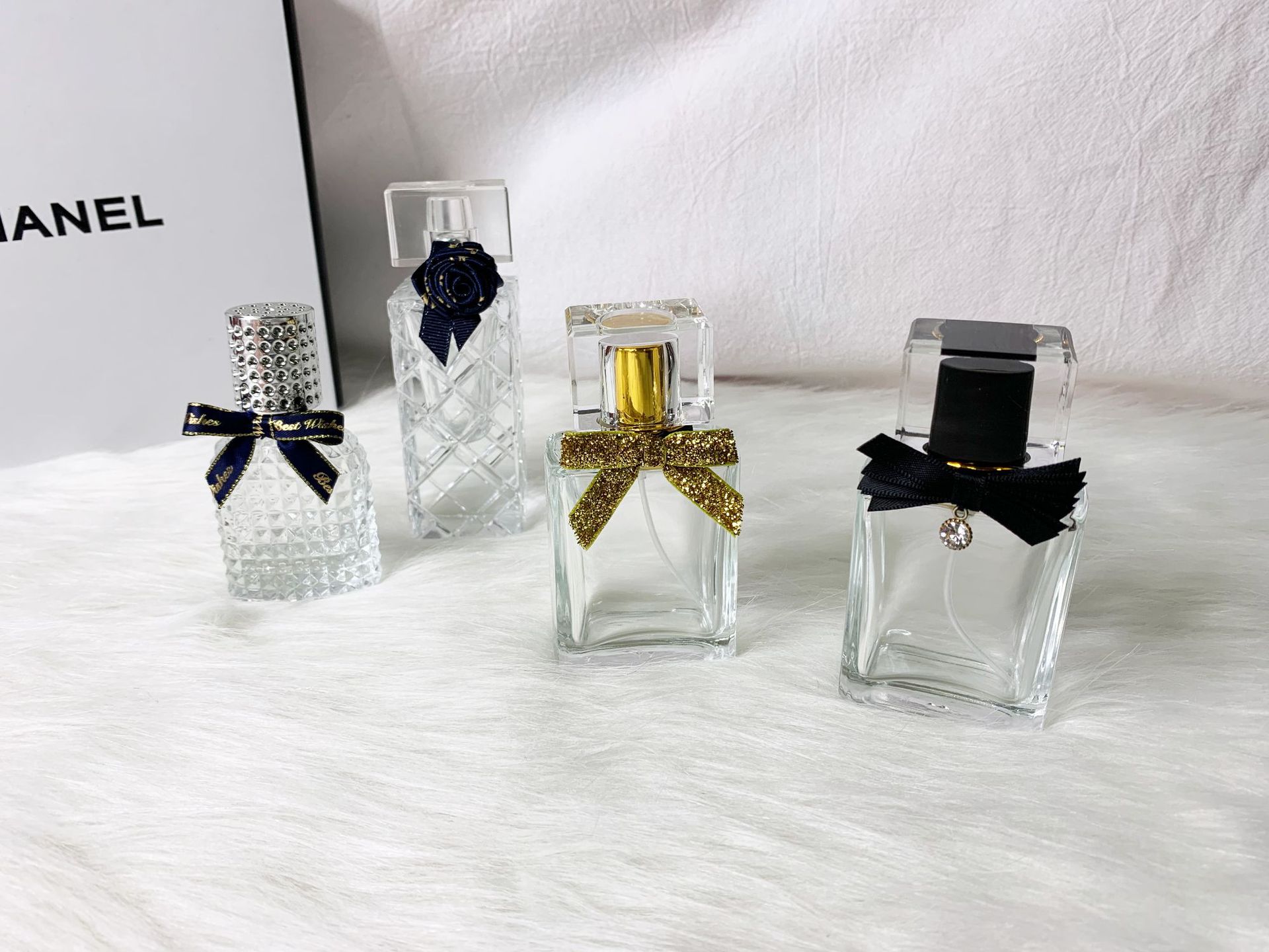 厂家定做瓶口皮筋蝴蝶结 香水瓶装饰蝴蝶结 沐浴露丝带蝴蝶结定制