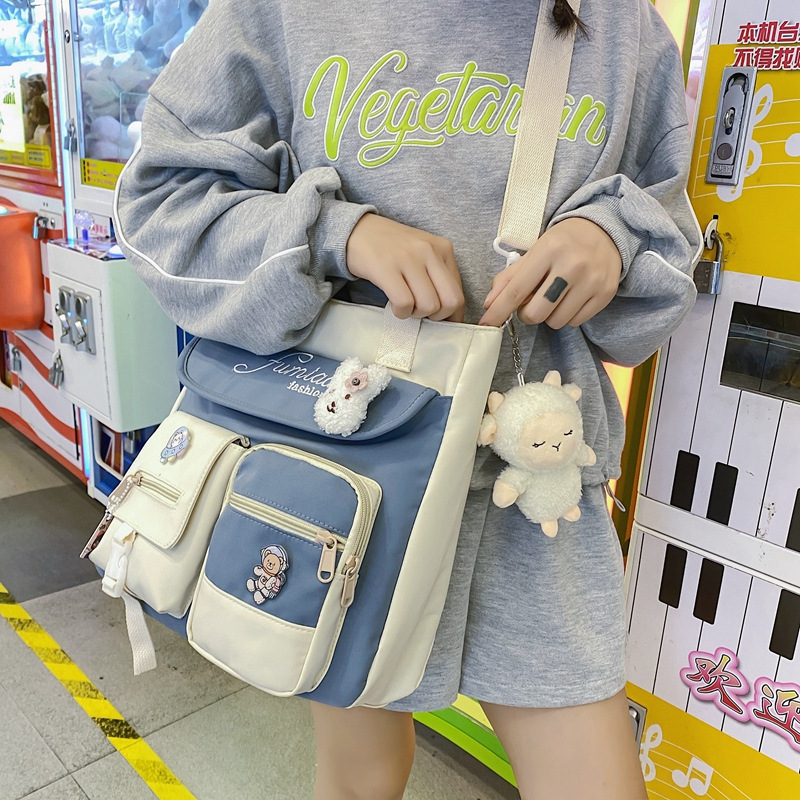 Large Capacity Student Tuition Bag Hand Carry Book Bags Elementary School Students' Handbag Junior High School Students Canvas Bag Tuition Bag Girl's